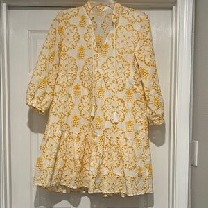 Yellow and White Patterned Dress